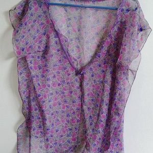 Chiffon handkerchief-hem poncho